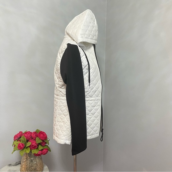 Calvin Klein Black & White Block Quilted Hooded Zip Up Jacket - Duplicate - Picture 3 of 15